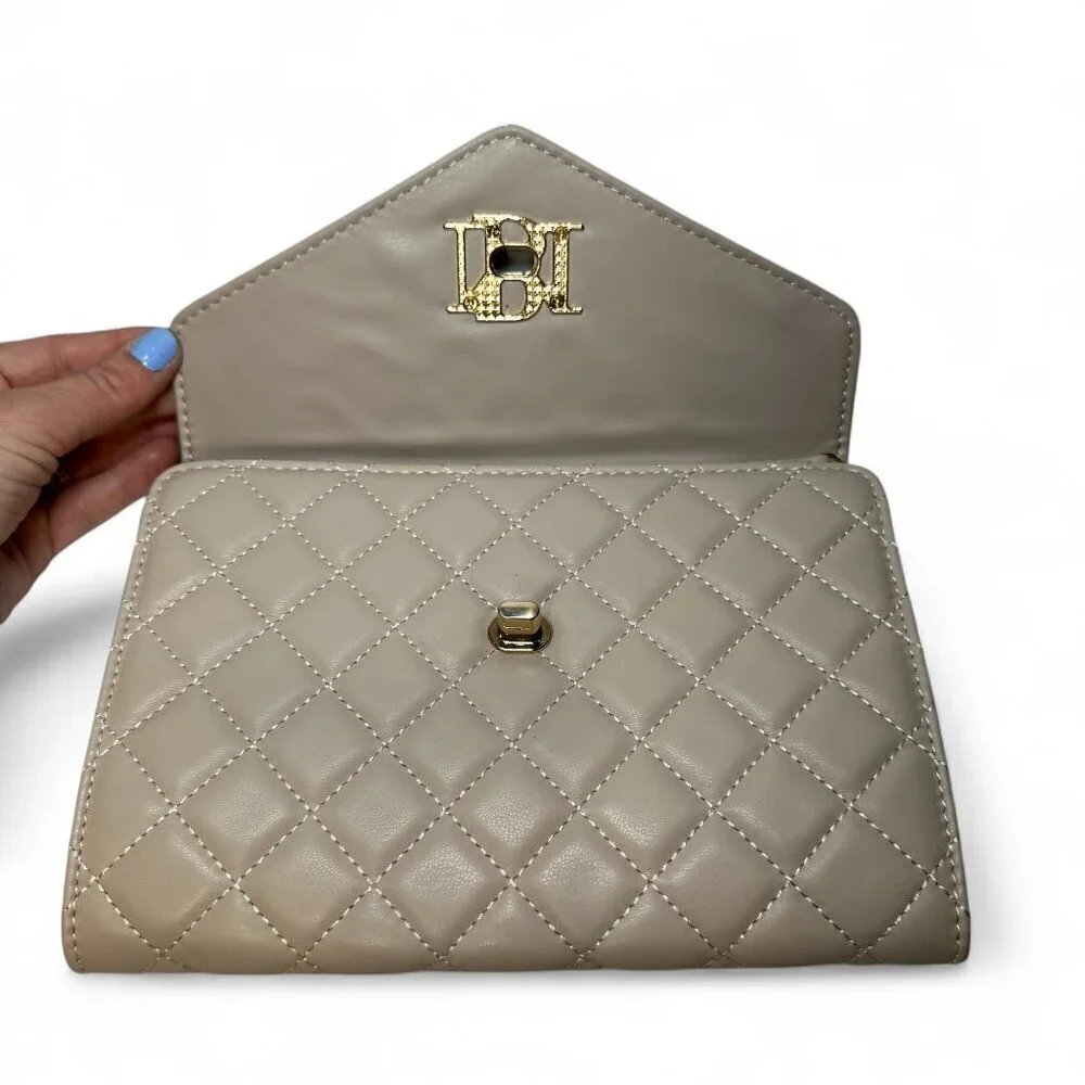 Badgley Mischka Diamond Quilt Convertible Crossbody Bag - Natural/Tan NWT